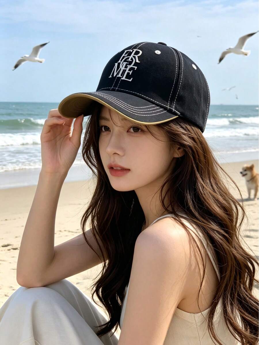 1pc Washed Letter 3D Embroidered ER Baseball Cap, Unisex Outdoor Sports Sun Protection Hat, Commute Baseball Cap, Street Travel Hiking Fishing Driver Hat And Gift - FORme22 - View 1
