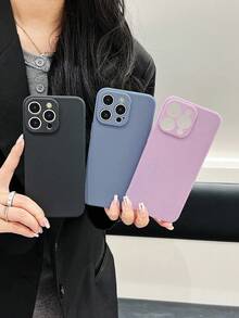 1pc 5 Colors Optional Solid Matte Phone Case Covers Unisex Minimalist All-Match Style Daily Versatile Black Beige Pink Blue Purple TPU Soft Shell Full Coverage Anti-Drop Compatible With IPhone Case,Compatible With IPhone17 /Compatible With IPhone17 Promax/Compatible With IPhone16 /Compatible With IPhone 15 /Compatible With IPhone 14 Pro Max Fast Shipping - Multicolor - View 4