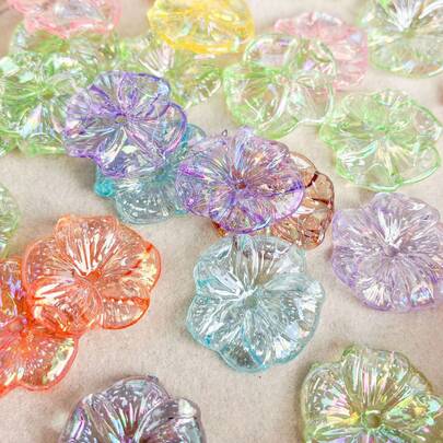 Antique Style Transparent AB Plated Color Embossed Wave Five Petal Flower DIY Hairpin Hairpin Flower Holder Accessories Materials Wholesale