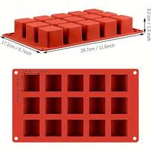 Square Silicone Mold 15 Cavities Soft Easy Release Durable Suitable For Chocolate, Mousse, Cake, Cheesecake, Truffle Chocolate, Caramel, Jelly, Brownie, Handmade Soap Making, Creative Desserts And Craft Projects, Kitchen Baking Decoration Tool - Multicolor - View 7