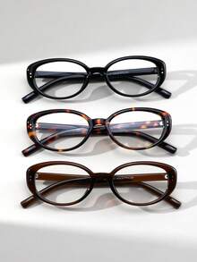 1 Pair Women's Cat Eye Retro Non-Prescription Glasses Glasses, High-End Personalized Design, Daily Wear Accessory For Back To School Season - Clear - View 4