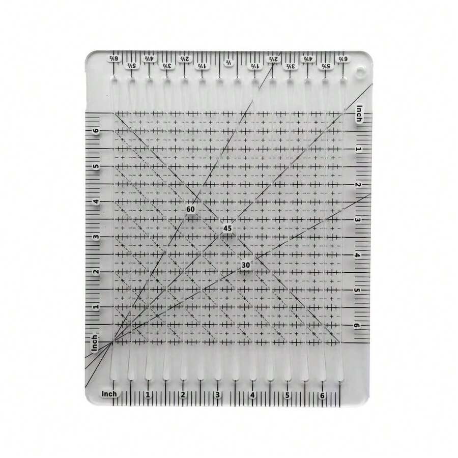 2.5MM Thick Transparent Acrylic Patchwork Ruler - 6 Inch Sewing Template With Dual Unit (Inch & Centimeter) Scale, Grid Markings And Diagonal Cutting Guide, Suitable For Patchwork, Handicrafts, Clothing Alterations, Durable Structure Sewing Accessory - 1pc Clear Acrylic - View 1