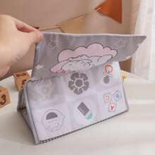 Infant Soft Cloth Book With Safety Mirror, Black & White High Contrast, Foldable & Hanging, Newborn Animal & Number Learning Toy - Multicolor - View 6