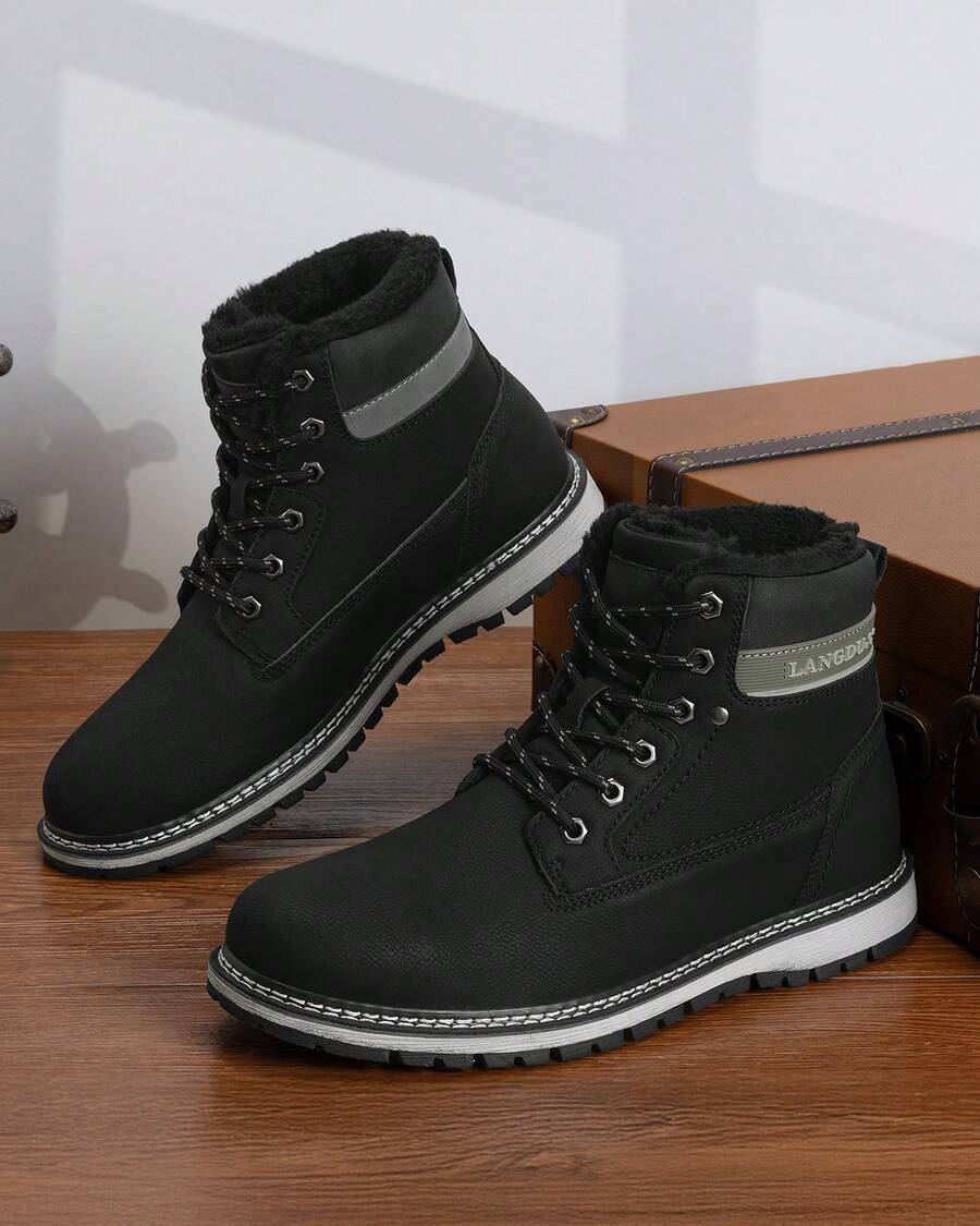 LANGDU Mens Winter Boots Walking Warm Snow Boot