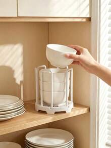 1pc Expandable Vertical Dish Rack - Adjustable Kitchen Cabinet Storage Shelf, Space-Saving Stackable Dish Organizer - Fits 4.5 To 7.5 Inch Plates - ABS Plastic Material, Kitchen Sink Dish Drainer, Multi-Functional Dish Storage Rack, Back To School, Party And Holiday Essential, Summer Must-Have, Christmas Decoration - Multicolor - View 10