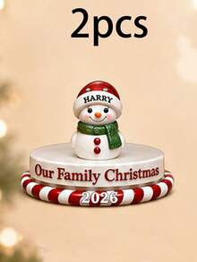 Custom Christmas Snowman Ornament, Personalized 1-9 Names Family Decor, Customized Xmas Keepsake Gift, Customizable Tree Hanging Ornament For Family Christmas Party Decorations - Style F - View 17