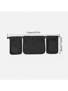 1pc Pure Black Waterproof Polyester Waist Apron, Street Cargo Style Style Tool Waist Bag, With Quick Release Buckle And Multiple Metal Snap Pockets, Adjustable Waistband Multi-Functional Work Storage Apron, Suitable For Barbers, Florists, Gardeners, Salon Daily Use - Multicolor - View 3