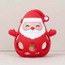 1 món đồ chơi lắc bằng silicone hình ông già Noel, bóng cầm tay có chuông, quà Giáng sinh cho bé - Nhiều màu - Xem 5