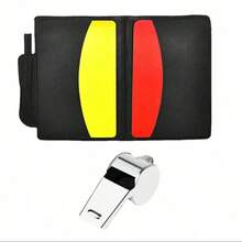 2pcs/1pc Football Referee Whistle Set, Red And Yellow Cards With Notebook And Pencil, Stainless Steel Referee Whistle With Black Lanyard, Suitable For Sports, Football, Rugby, Basketball - Multicolor - View 5