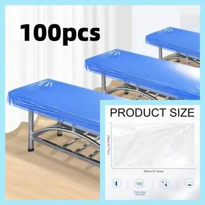 100pcs Disposable Bed Covers, Transparent Massage Bed Sheets, Disposable Liners For SPA, Tattoo, Beauty Salon Chairs And Furniture Protection
