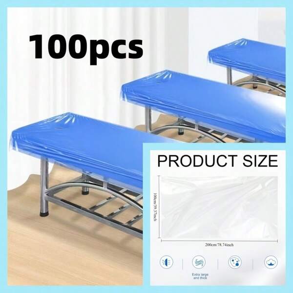 100pcs Disposable Bed Covers, Transparent Massage Bed Sheets, Disposable Liners For SPA, Tattoo, Beauty Salon Chairs And Furniture Protection