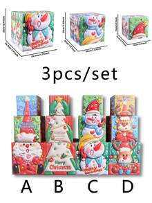 3pcs/Set Kotak Hadiah Dekorasi Natal, Kotak Hadiah Kertas Kartun, Dekorasi Pajangan, Kotak Hadiah untuk Dekorasi Jendela Pohon Natal, Cocok untuk Pesta Natal, Pernikahan, Ulang Tahun, Kotak Kemasan Lipat, Dekorasi Meja Makan Rumah untuk Pesta Liburan, Hadiah Terbaik untuk Teman dan Keluarga - Berbagai gaya - View 8