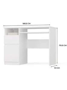 51*98.5*75.5 Cm Nordic Style White Oak Desk, Made Of Durable Engineered Wood, Practical Table, Functional Office Desk, Versatile Computer Desk, Multi-Purpose Tables, Sturdy Work Table, Practical Office Desk, Classic Office Furniture - White - View 8