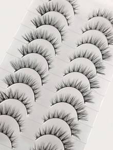 10 Pairs False Eyelashes 3D Fluffy Soft Crisscross Reusable For Festival, Party, Daily Wear No Irritating Glue - Black - View 6