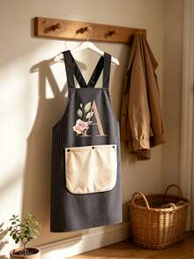 Kitchen Apron Featuring A Detachable Hand Towel, A Design With Letter And Floral Patterns, And Dual Pockets; Durable And Easy To Clean, Making It Ideal For Baking, Cooking, And Use In Both Homes And Restaurants. - Multicolor - View 5