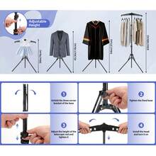 Freestanding Home Steamer Stand, Foldable Floor Rack, Height Adjustable Vertical Clothes Rack, Large Garment Rack, Bedroom And Walk-In Closet Steam Iron Stand, Portable Travel Steamer Stand - View 6