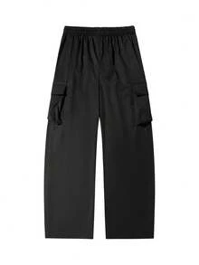 Men's Spring/Autumn Outdoor Casual Workwear Curved Leg Pants, Street Fashion Versatile Wide Leg Loose Fit Long Pants - Black - View 2
