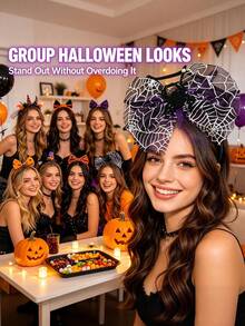1pc Women's Halloween Spider Web Bow Headband, Party Costume Headpiece - Multicolor - View 5