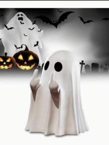 1pc Halloween Ghost Figurine, Cute White Ghost Decor With Funny Pose, Suitable For Home, Party, Haunted House Spooky Tabletop Decoration, Halloween Holiday Decor - Multicolor - View 4