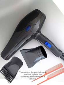 1pc UK Plug Professional High Power Hair Dryer Set With Diffuser And Multi-Styling Nozzles, Home & Salon Hair Styling Tool Kit - Black - View 9