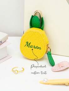 1pc Personalized Customized 2026 New Creative Bag Charm Fruit Shaped Coin Purse PU Leather Keychain Portable Cute Coin Pouch Gift - Multicolor - View 1