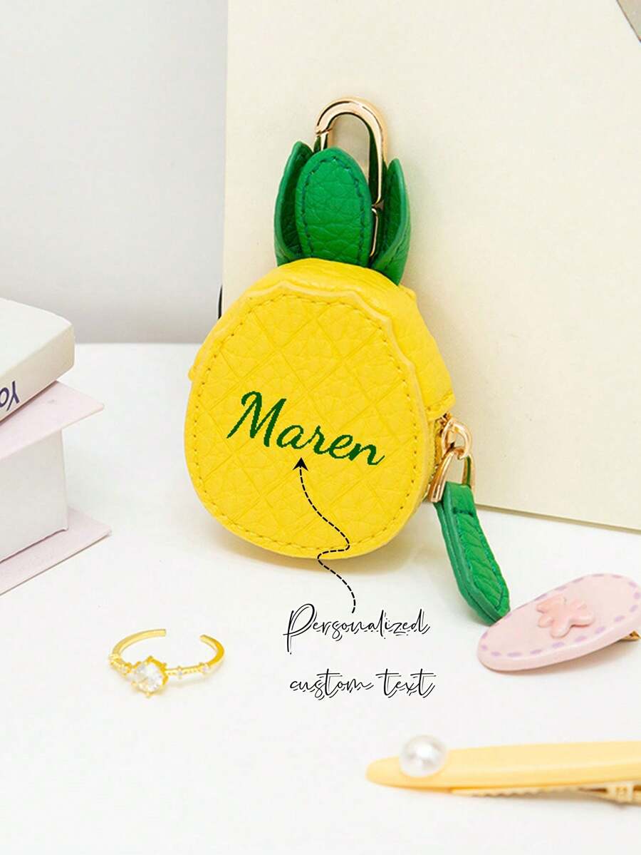 1pc Personalized Customized 2026 New Creative Bag Charm Fruit Shaped Coin Purse PU Leather Keychain Portable Cute Coin Pouch Gift - Multicolor - View 1