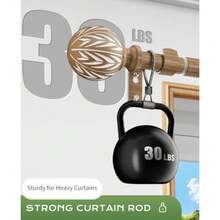 Wood Curtain Rods 1" Adjustable Boho Window Treatment Rods - Natural Wood - View 3