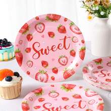 Piring Kertas Sekali Pakai Motif Stroberi Ukuran 7/9 Inci, Piring Pesta Sekali Pakai Motif Bunga Stroberi, Dekorasi Pesta, Perlengkapan Pesta Sekali Pakai, Pesta Ulang Tahun, Pesta Hadiah, Peralatan Makan Sekali Pakai untuk Perayaan - Stroberi Manis - View 4