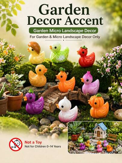 30/20/10/1pc Vegetable Duck Decorative Ornaments, Unique Design, Fruit And Vegetable Shaped Duck Decor, Suitable For Garden Potted Plant Decoration, Home Desktop Display, Bookshelf Display, Car Dashboard Decoration, Holiday Scene Decoration Accessories, Garden Micro Landscape, DIY Handmade Crafts, Party Gifts (Non-Toy Product)