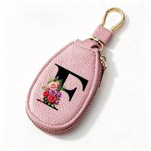 Black Letters A-Z Car Key Protection Cover PU Key Bag Mini Car Key Bag Key Ring Wallet Zipper Charter Keychain Male And Female Universal Key Ring Gift - Multicolor - View 28