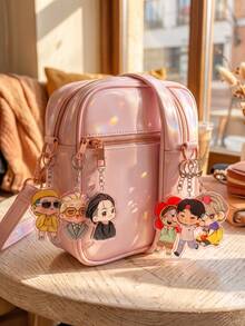 1Pc/6Pcs K-Pop Themed Acrylic Keychains, Featuring Chibi Member Fun Costume Designs (Yellow Suit, Formal Wear, Black Jacket, Flower, Lightstick), Fashionable Bag Charm, Suitable For Back To School, Gift For K-Pop Fans, Exquisite Collection, All Season - Multicolor - View 2