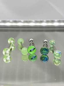 5pcs Tongue Ring Set Red/Green/Purple/Yellow/Blue Barbell Tongue Rings Tongue Studs Stainless Steel Body Piercing Suitable For Men And Women Daily Wear - 5 Tongue Rings - View 4
