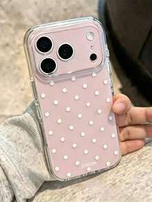 Cute Polka Dot Pink & Blue Glossy Jelly Shockproof Phone Case, Compatible With IPhone 17 Pro Max 17 Pro 16 Pro 16 Pro Max 15 Pro Max, Cute Camera Protection Shock-Absorbing Protective Shell - Pink - View 4