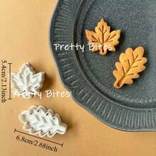 Cetakan Kue Thanksgiving Bentuk Daun Musim Gugur, Pemotong Kue Bentuk Daun, Cetakan Kue PLA, Cetakan Biskuit, Fondant, Kue Pastry, Dekorasi Kue, Alat Pemanggang - Putih - View 8