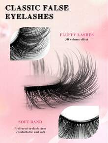 ENCHUW 5 Pairs Fox Eye Eyelashes Cat Eye Lashes Eyelashes Fluffy Soft Natural Long Fake Lashes - Black - View 3
