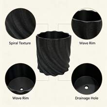 Spiral Rippled Flower Pot, Modern Minimalist Textured Succulent Planter, Suitable For Living Room, Window, Patio, Office Decoration, Beautiful Desktop Vase - Flower Pot - View 5
