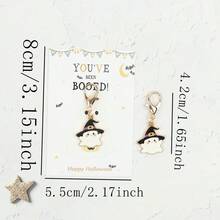 Gift For Her/Him, 5pcs/10pcs Cute Little Ghost Keychains With Halloween Greeting Cards, Creative Holiday Party Gift Pendant, Perfect For Family, Friends, Neighbors Holiday Gift - Multicolor - View 7