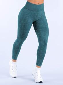 Women'S Seamless Outdoor Matte Sports Yoga Pants, High Waist High Elasticity Sweat-Wicking, Peach Butt Enhancing, & Skin-Friendly Tights Spring Fall - Dark Green - View 2