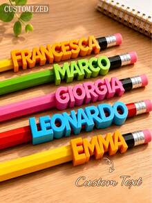 Custom 3D Printed Name Pencil Holder, Personalized Name Pencil Cup Decorative Accessory, Includes Random Color Pencil, Desktop Stationery Ornament, Unique Holiday Housewarming Gift, Suitable For Students - Multicolor - View 1