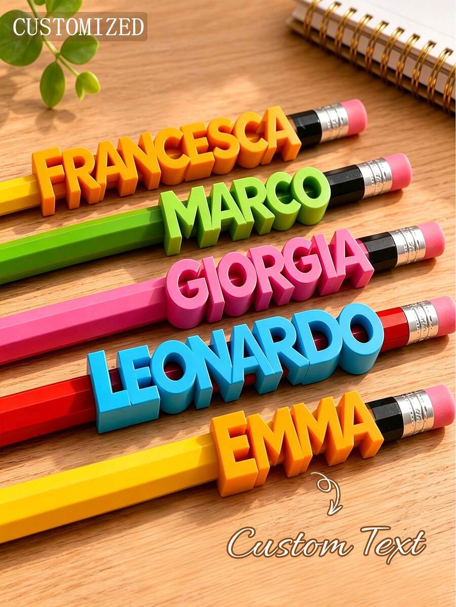 Custom 3D Printed Name Pencil Holder, Personalized Name Pencil Cup Decorative Accessory, Includes Random Color Pencil, Desktop Stationery Ornament, Unique Holiday Housewarming Gift, Suitable For Students - Multicolor - View 1