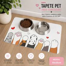 Tapete Doméstico Pet Para Comedouro 55x35cm Antirespingo Antiderrapante Decorativo - Multicolorido - Visão 2