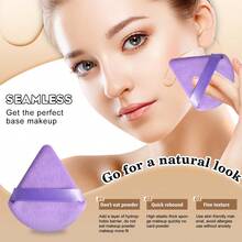 21Pcs Purple Cosmetic Sponges Triangle Powder Puffs Finger Puffs Bow Hairband Ultra Soft For Foundation Concealer Powder Blending Makeup Tool Kit For Beginners - Purple - View 3