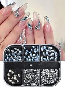 1Box 3D Rhinestone Nail Art; Mixed Pearl, Steel Beads, And Irregular Rhinestone Flat Design. Y2K Cute And Charming Nail Decorations. DIY Nail Salon Accessories. - Multicolor - View 6