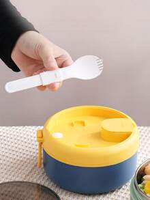 1pc Bento Box Set, Compartment Food Storage Container Set, Lunch Box With Spoon - Multicolor - View 4