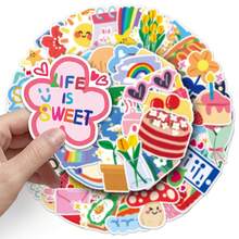 50pcs Ins Style Cream Graffiti Personalized Fresh Original Guka DIY Water Bottle Luggage Stickers Waterproof - Multicolor - View 2