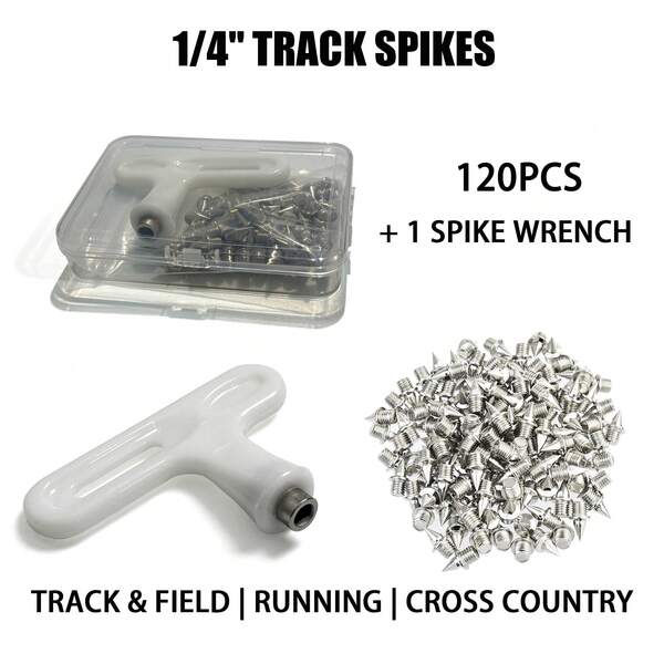 120PCS 1/4 Inch Track Spikes Set With Spike Wrench, Replacement Spikes For Running And Track Shoes