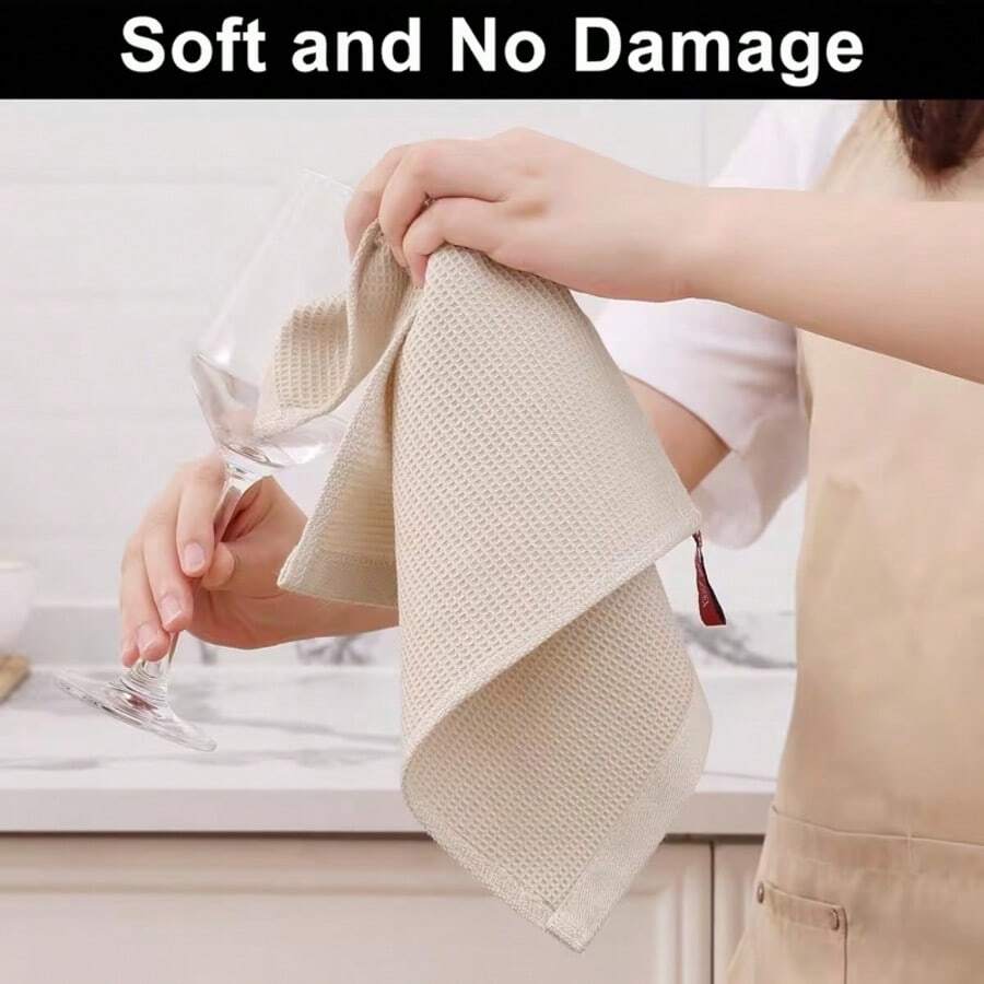 2pcs 12"X12" Waffle Weave Super Absorbent Soft Cleaning Cloths, Suitable For Kitchen Dishwashing, Cup Wiping, Drying Tableware, Reusable - Multicolor - View 1