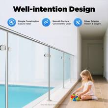 Heavy‑Duty Stainless Steel Glass Fence Clips, With Firm Mounting Screws, Suitable For Indoor Outdoor Square Post Installation - C - View 8