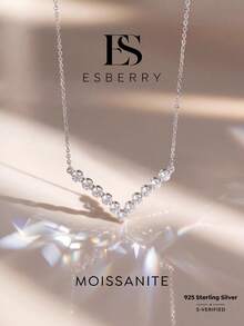 ESBERRY 1pc Elegant Cubic Zirconia Pendant Necklace, Exquisite Women's Jewelry Gift, Suitable For Birthday, Party, Holiday - V-shaped Diamond Necklace - View 3