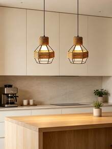 1pc Iron Frame Hemp Rope Woven Lampshade Industrial Bohemian Vintage Pendant Light/Table Lamp/Floor Lamp/Bedroom Lamp Replacement Shell Restaurant B&B Lighting Accessories Halloween/Christmas Home Decor - Semicircle - View 2
